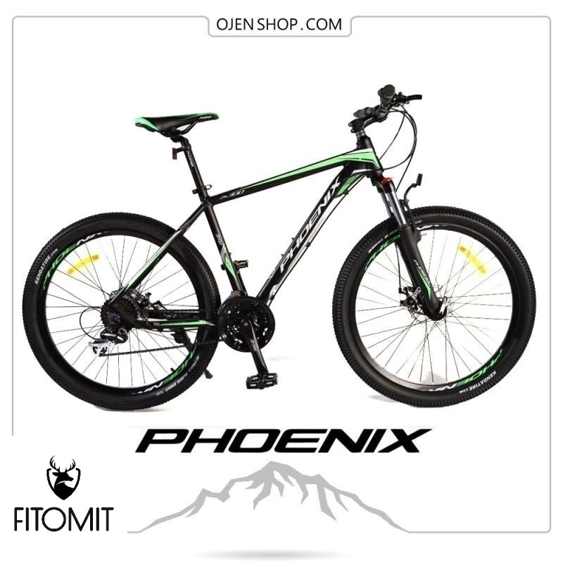 دوچرخه phoenix فونیکس ۲۶ اینچ ، ۲۱ دنده لوازم شیمانو اصلی مدل phoenix zk300 رنگ مشکی سبز