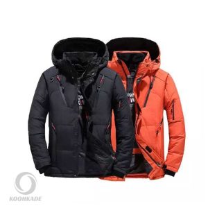 کاپشن پر سنگین NORTH FACE رنگ نارنجی و مشکی