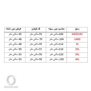 راهنمای سایز کاپشن نورث فیس