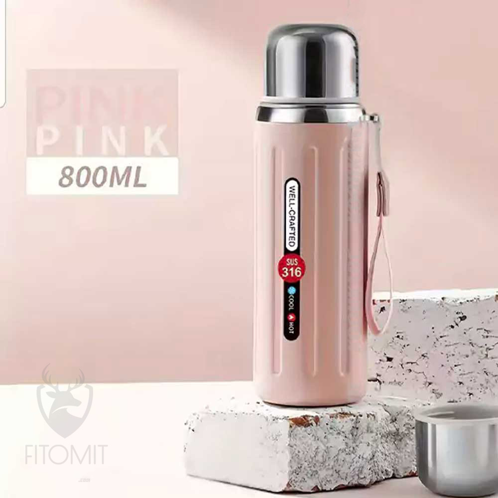فلاسک HOT & COOL حجم 800 میلی لیتر|فلاسک استیل |فلاسک مسافرتی |فلاسک نوشیدنی گرم و سرد |ماگ قهوه | لیوان کمپینگ و کوهنوردی
